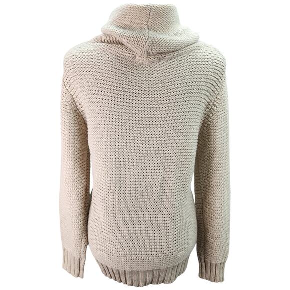 J BASICS Sweater Women SMALL Tan Turtleneck Open Knit Pullover Soft Cozy Fall - Picture 3 of 11